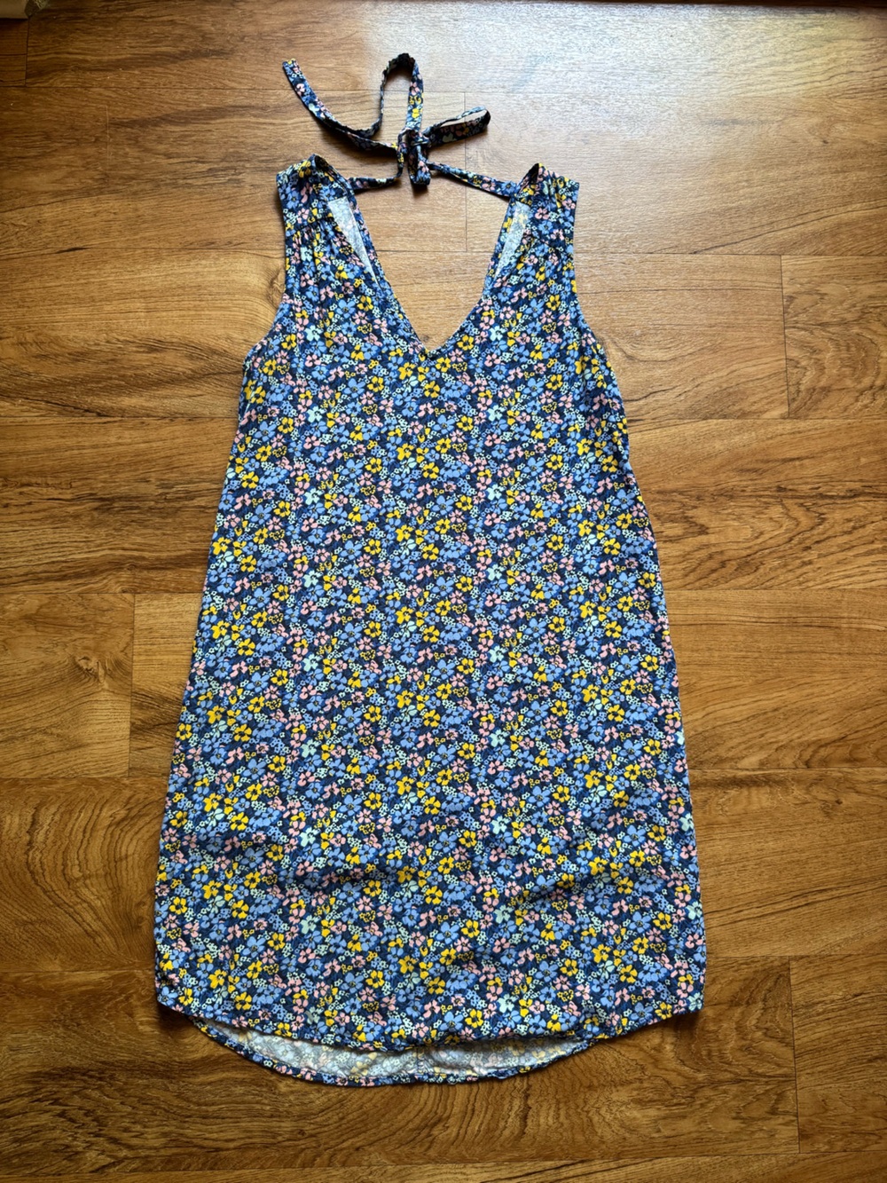 GAP Blue Floral Halter with Yellow & Pink Blooms